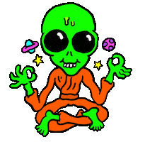Meditation Aliens Sticker by Russell Taysom
