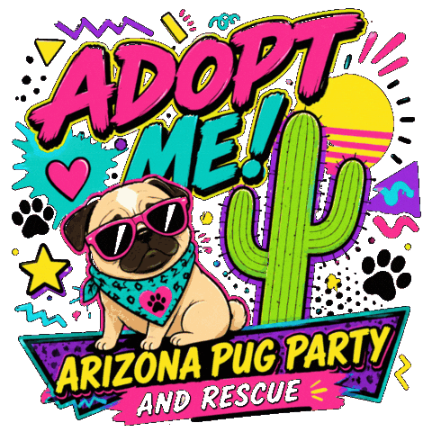 Adoptme Pugparty Sticker by Arizona Pug Party and Rescue