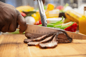 eatjrk fresh meat knife vegetables GIF