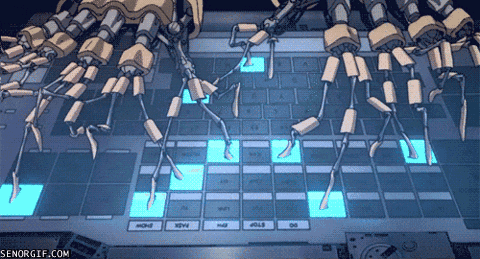 A gif of robot fingers typing super fast!!