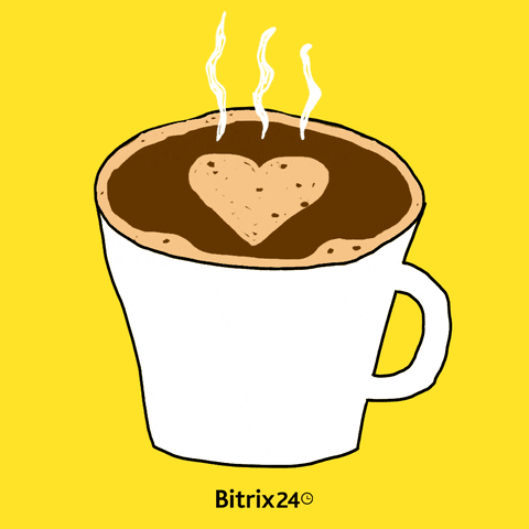 Digital illustration gif. Steaming mug of coffee with foam reads "Guten Morgen" that fades away into a foam heart shape. 