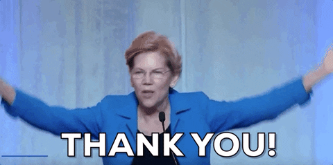 Elizabeth Warren Thank You Gif Find Share On Giphy