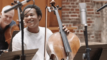 shekukm laugh laughing cello cellist GIF