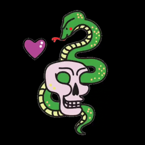Cinthiecitas corazon skull snake calavera GIF