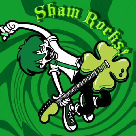 St Patricks Day Rock Guitar Shamrocks Funny GIF