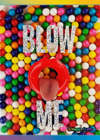 HappiCrafts blow me bubblegum mouth tongue crafts happy rainbow GIF