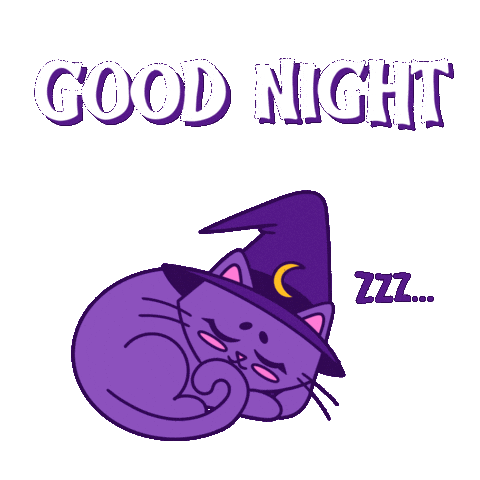 Tired Good Night Sticker by Spooks The Cat