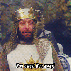 Image result for monty python run away gif
