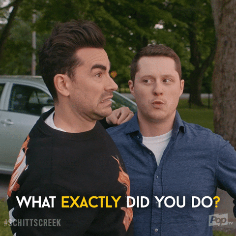 Confused What Did You Do GIF by Schitt's Creek