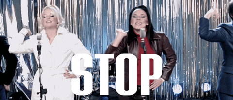 Gif of Spice Girls singing 'Stop'