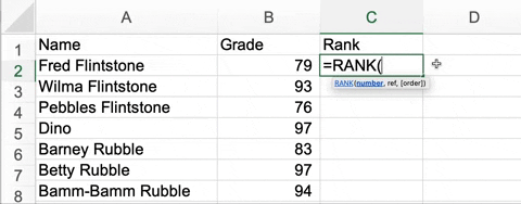 Rank Excel GIF