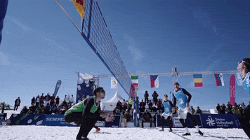 snowvolleyball snow winter jump volleyball GIF