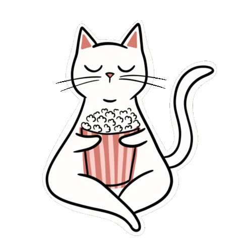 Cat Popcorn Sticker by Carol Fernandes