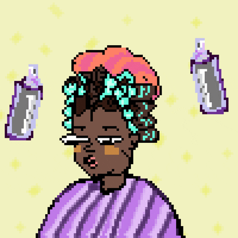 JamJamART pixelart salon spray black girl GIF