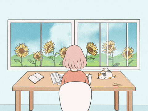 Bored Anime Girl Studying GIF | GIFDB.com