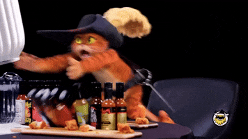 Puss In Boots Drinking GIF by First We Feast