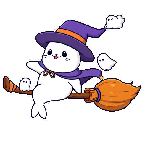 Flying Trick Or Treat Sticker by Sappy Seals