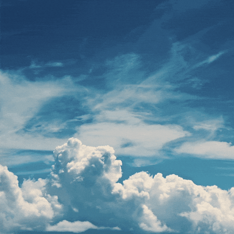Digital art gif. United Airlines app notification pops up in the clouds of a blue sky. Text, "Flight UA6147 departure has been delayed due to GOP blocking support for FAA infrastructure."