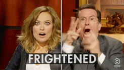 scared the colbert report GIF