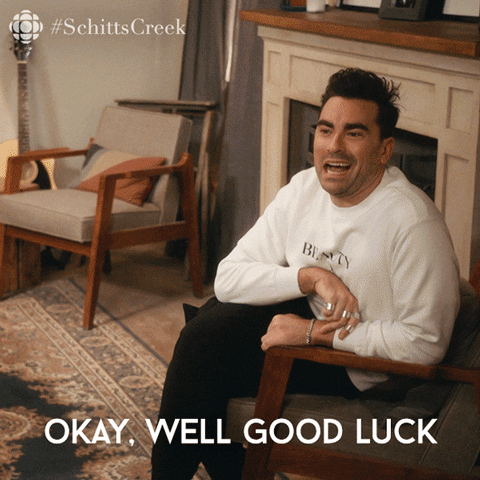 schitts creek good luck GIF by CBC