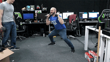 achievementhunter exercise rooster teeth work out weights GIF