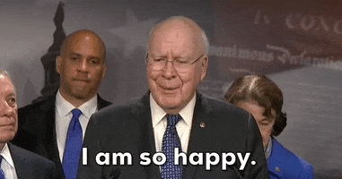 I Am So Happy Patrick Leahy GIF by GIPHY News
