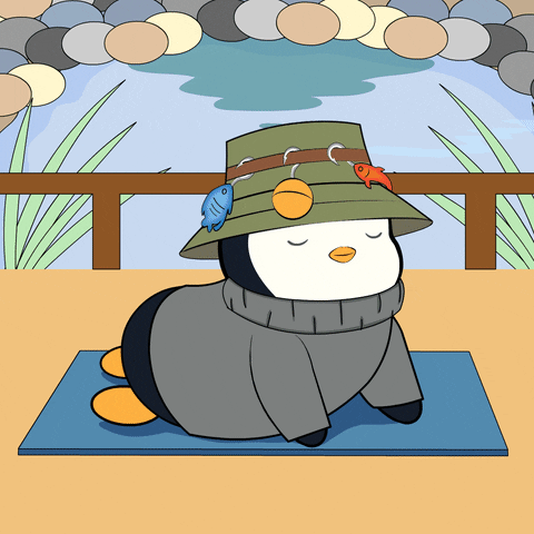 Stretching Downward Dog GIF by Pudgy Penguins