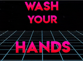 michaelpaulukonis retrowave wash your hands public service announcement retrogram GIF