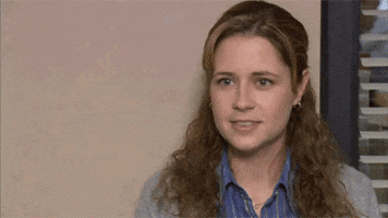 The Office gif. Jenna Fischer as Pam speaks to us with a calm front, then looks down and begins to cry, covering her eyes with her hand.
