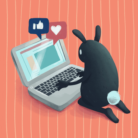 juliakotowski thumbs up hearts social media laptop GIF