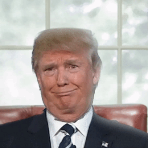Political gif. Donald Trump makes some goofy faces: taken aback, impish, and one where he just sort of leaves his mouth open. On the last one, we zoom in on his mouth to see another tiny Trump head looking out. The head emerges, replacing the previous one.