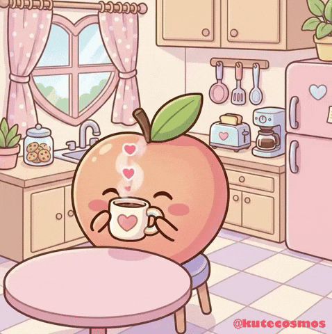Good Morning Drinking GIF by KuteCosmos | Home of Fruffy and 12 Kute Signs