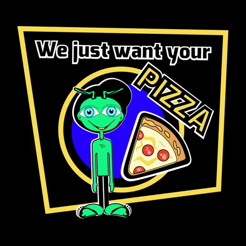 wu_cre8 green pizza alien ufo GIF