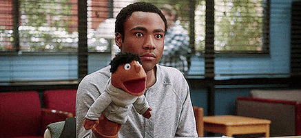 community shocked donald glover puppet jaw drop