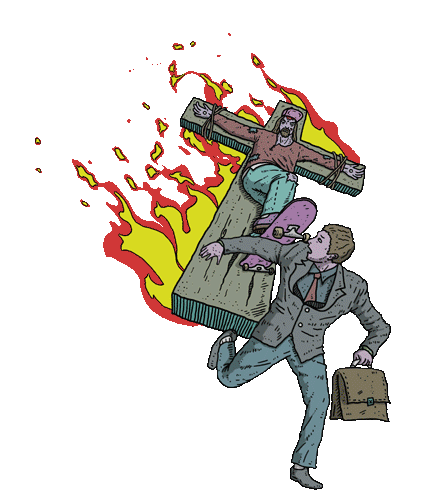 Fire Jesus Sticker by Harry Jow