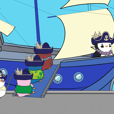 All Aboard Ocean GIF by Pudgy Penguins