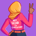 Hijabi woman with hoodie that reads "My Hijab is Empowering".