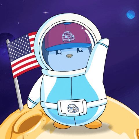 To The Moon Hello GIF by Pudgy Penguins