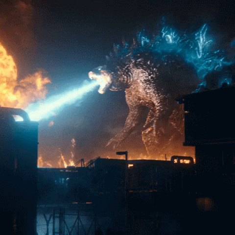 GodzillaVsKong fight fire monster godzilla GIF