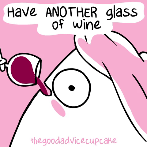 wine good advice cupcake GIF by BuzzFeed Animation