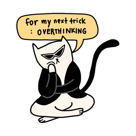 Overthinking Tuxedo Cat Sticker by Rocketpong