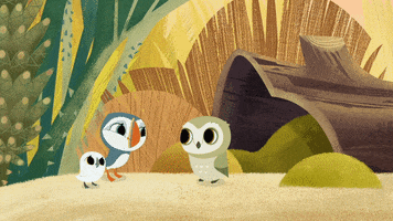 puffin #rock #puffinrock  #oona #otto #baba #owl #puffins #happy #excited GIF by Puffin Rock