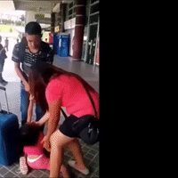 Emotional Goodbye Between Dad and Daughter at Airport