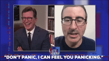 Stephen Colbert Panic GIF by The Late Show With Stephen Colbert