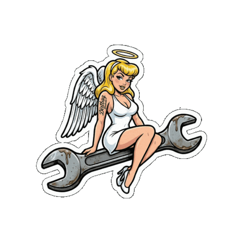 Pinup Angel Sticker by Dirtbag Brands