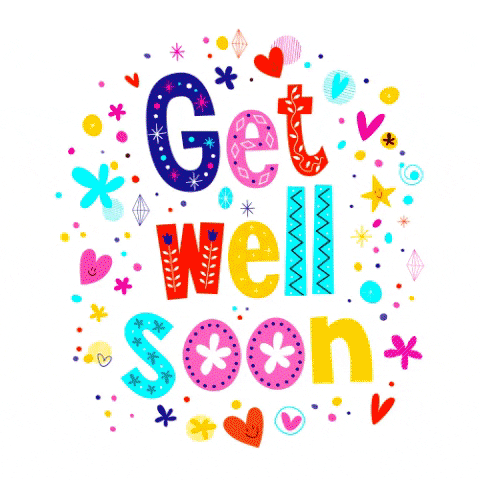 Gif s barvy měnícím nápisem "Get well soon". 
