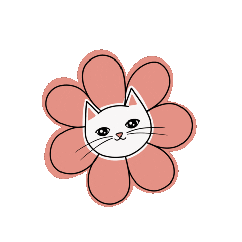 Daisy Flower Cat Sticker by Carol Fernandes