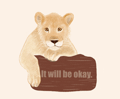 artby-yuri lion self care cute animal it will be okay GIF