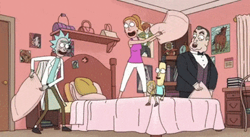 Adult Swim Pillow Fight GIF by Rick and Morty