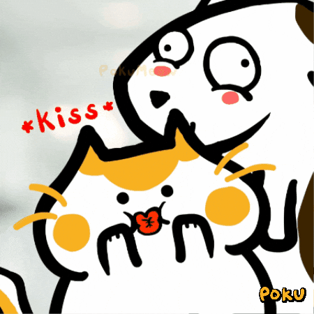 Cat Kiss GIF by Poku Meow
